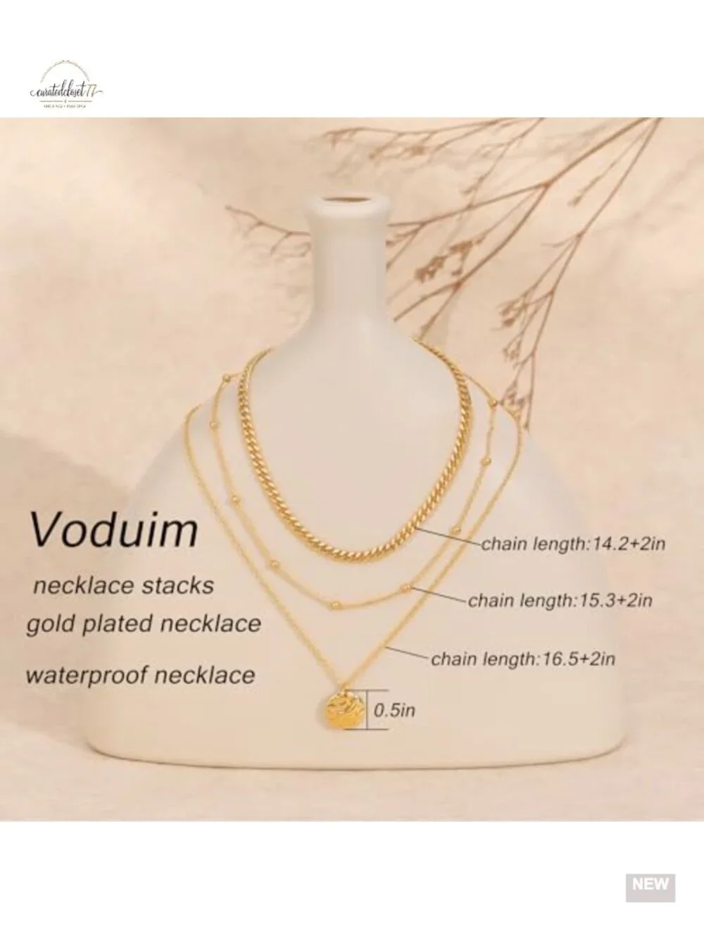 Dainty 14K Gold Plated Layered Necklace Stack Set Pendant Necklace
